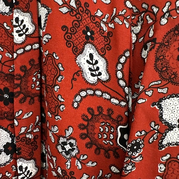A.L.C. Randi Silk Shirt Dress Rust Red Paisley Floral (D9) - Picture 6 of 6